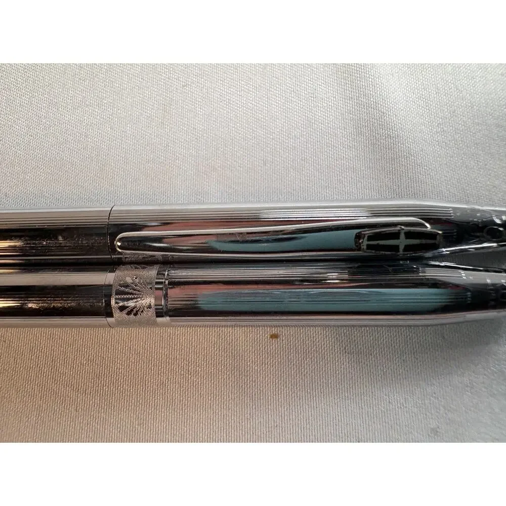 Cross Chrome Ballpoint Pen Mechanical Pencil Set USA Made Vintage